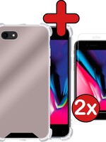 BTH BTH iPhone 7 Spiegel hoesje met 2x screenprotector - Rose Goud