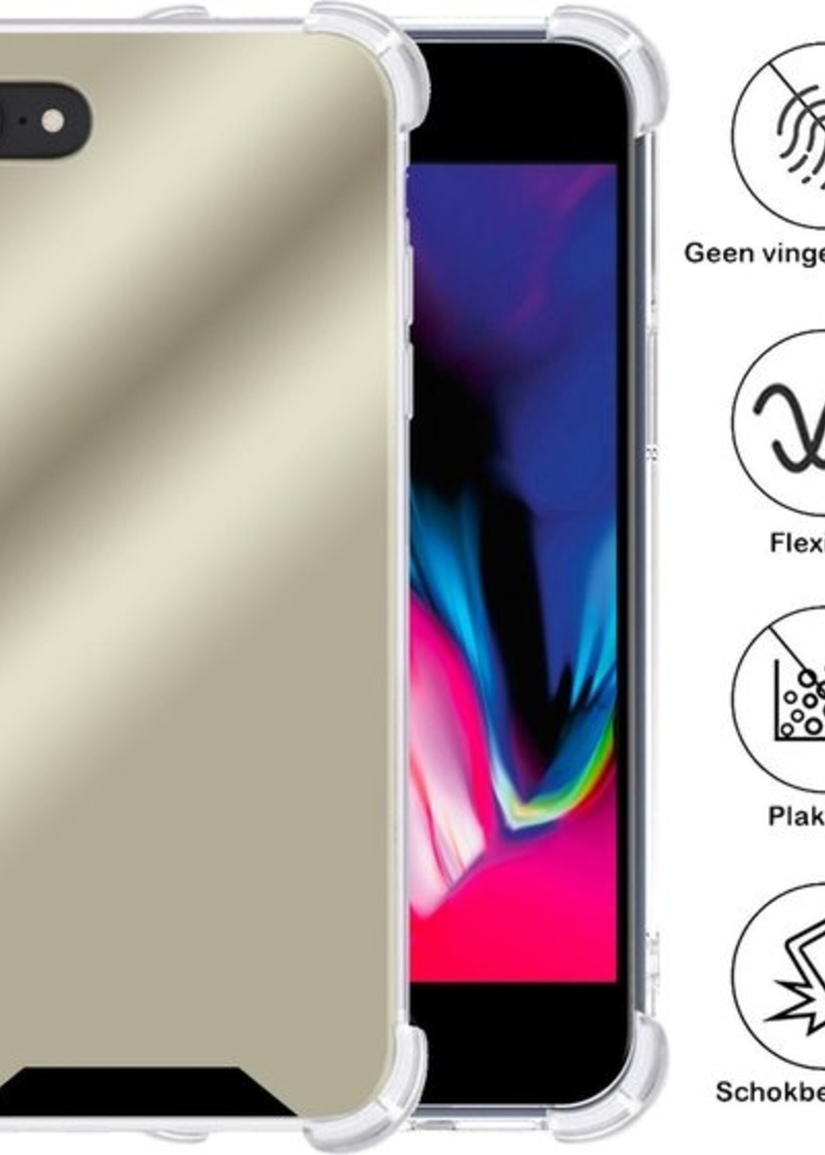 BTH Hoesje Geschikt voor iPhone 8 Hoesje Siliconen Shock Proof Case Hoes Met Screenprotector - Hoes Geschikt voor iPhone 8 Hoes Cover Case Shockproof - Goud