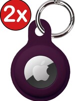 BTH 2 PACK - BTH AirTag Hoesje Siliconen - Aubergine