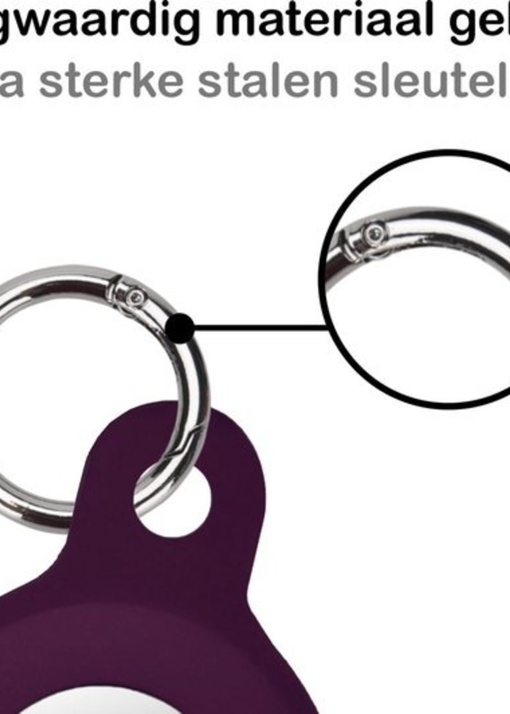 BTH Hoesje Geschikt voor Apple AirTag Sleutelhanger Hoesje Siliconen Hanger - Hoesje Geschikt voor Apple AirTag Hanger Sleutelhanger Hoesje - Aubergine - 2 PACK