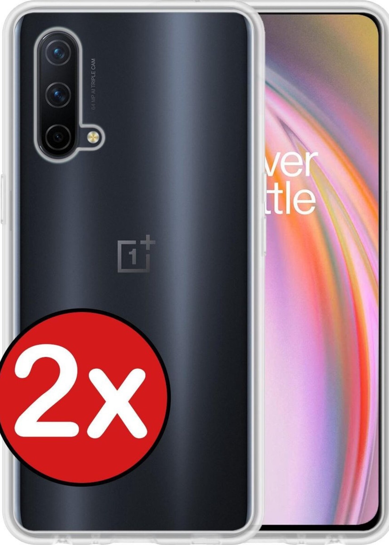 BTH Hoesje Geschikt voor OnePlus Nord CE Hoesje Siliconen Case Hoes - Hoes Geschikt voor OnePlus Nord CE Hoes Cover Case - Transparant - 2 PACK
