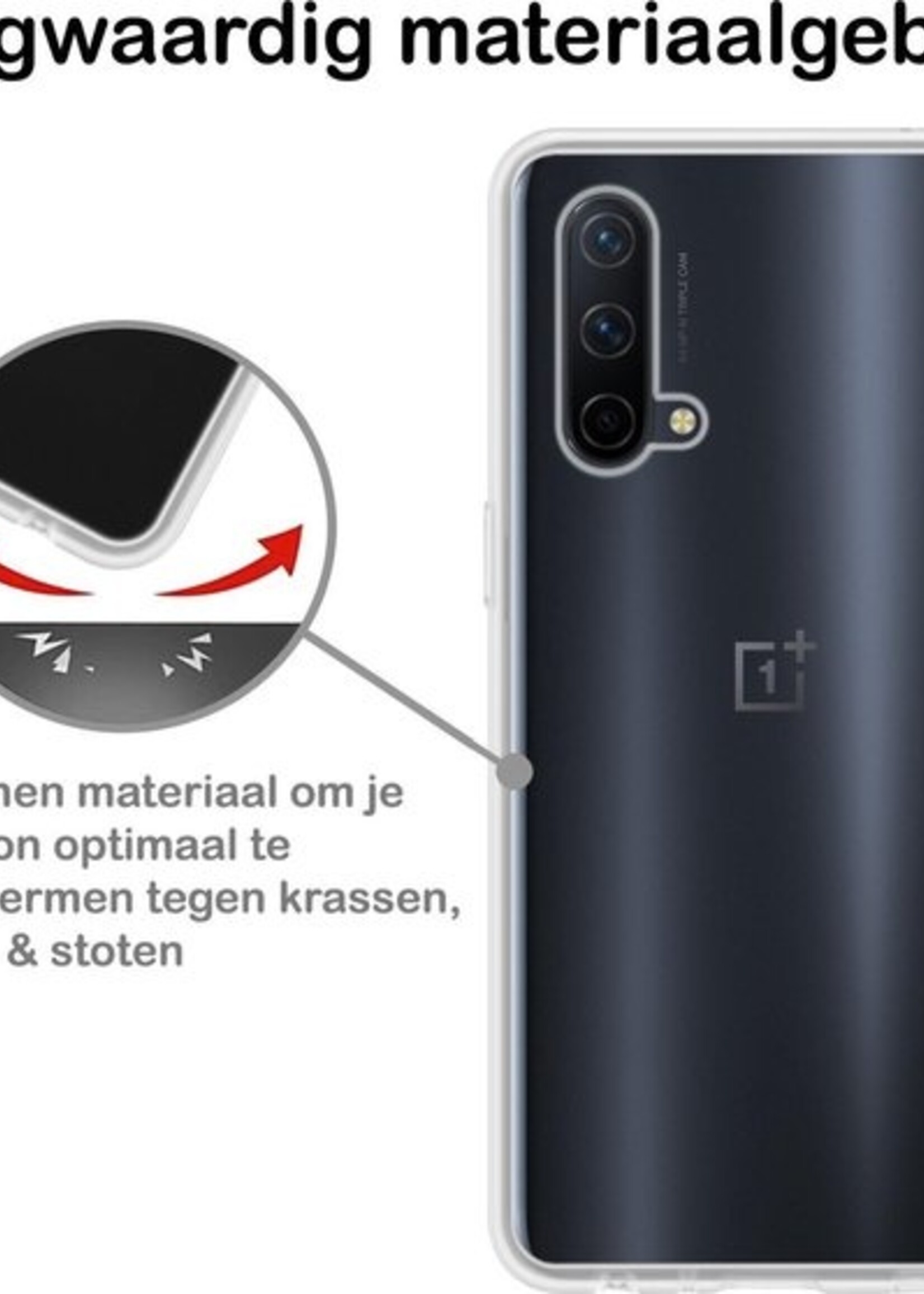 BTH Hoesje Geschikt voor OnePlus Nord CE Hoesje Siliconen Case Hoes - Hoes Geschikt voor OnePlus Nord CE Hoes Cover Case - Transparant - 2 PACK