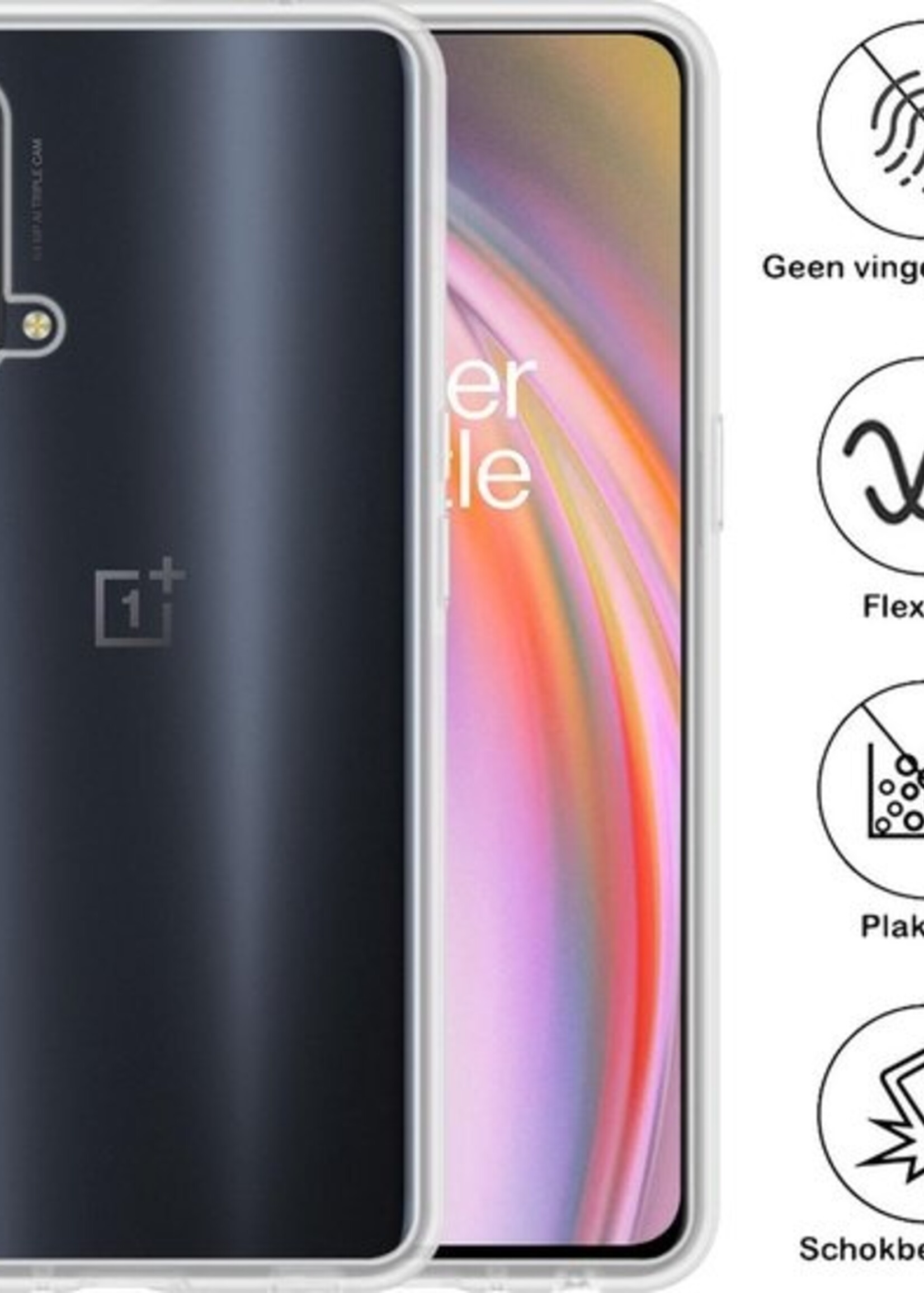 BTH Hoesje Geschikt voor OnePlus Nord CE Hoesje Siliconen Case Hoes - Hoes Geschikt voor OnePlus Nord CE Hoes Cover Case - Transparant - 2 PACK