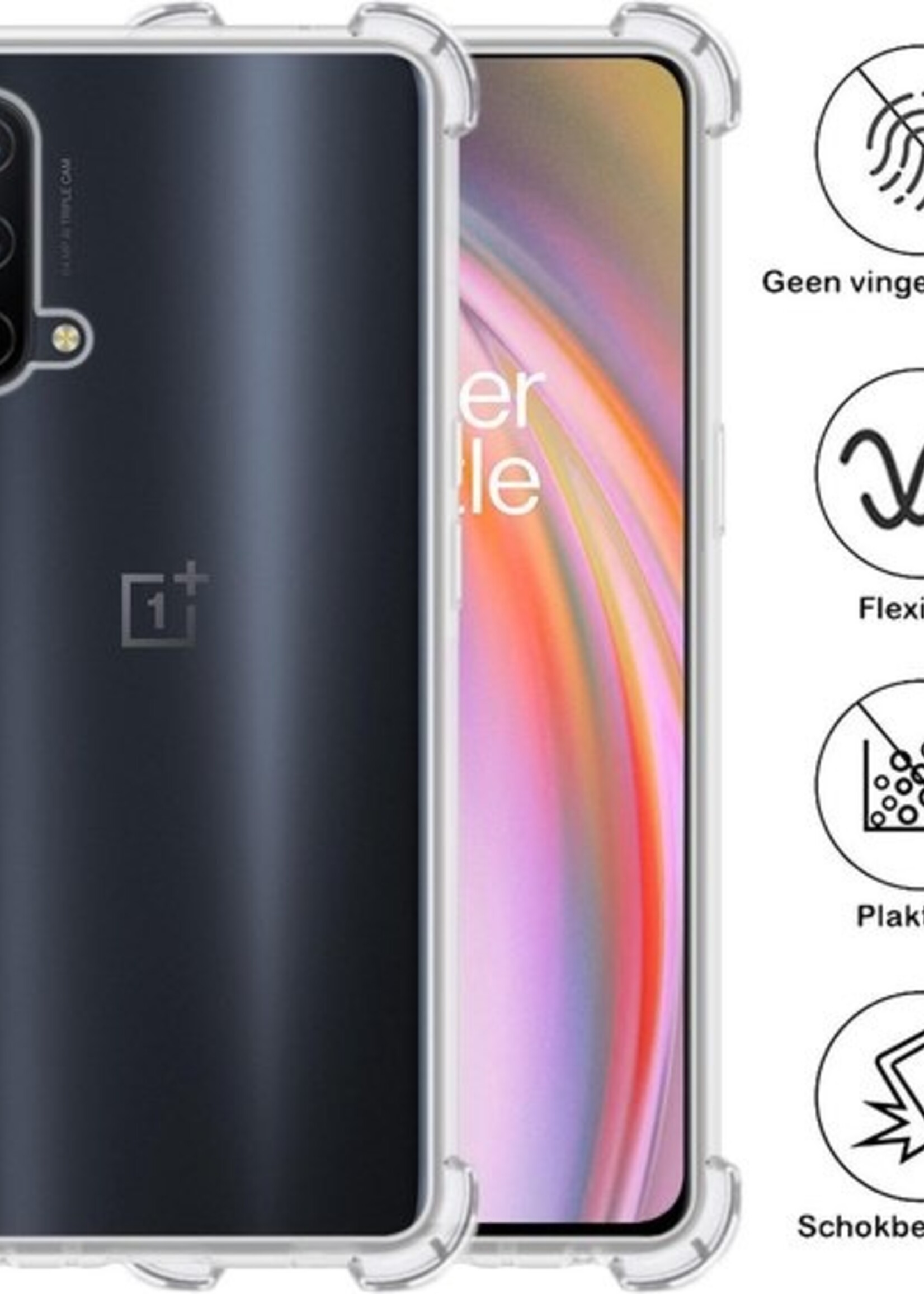 BTH Hoesje Geschikt voor OnePlus Nord CE Hoesje Siliconen Shock Proof Case Hoes Met Screenprotector - Hoes Geschikt voor OnePlus Nord CE Hoes Cover Case Shockproof - Transparant