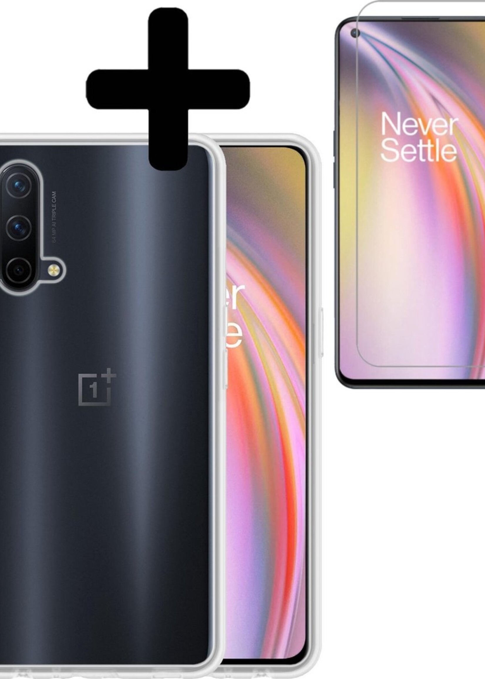 BTH Hoesje Geschikt voor OnePlus Nord CE Hoesje Siliconen Case Hoes Met Screenprotector - Hoes Geschikt voor OnePlus Nord CE Hoes Cover Case - Transparant