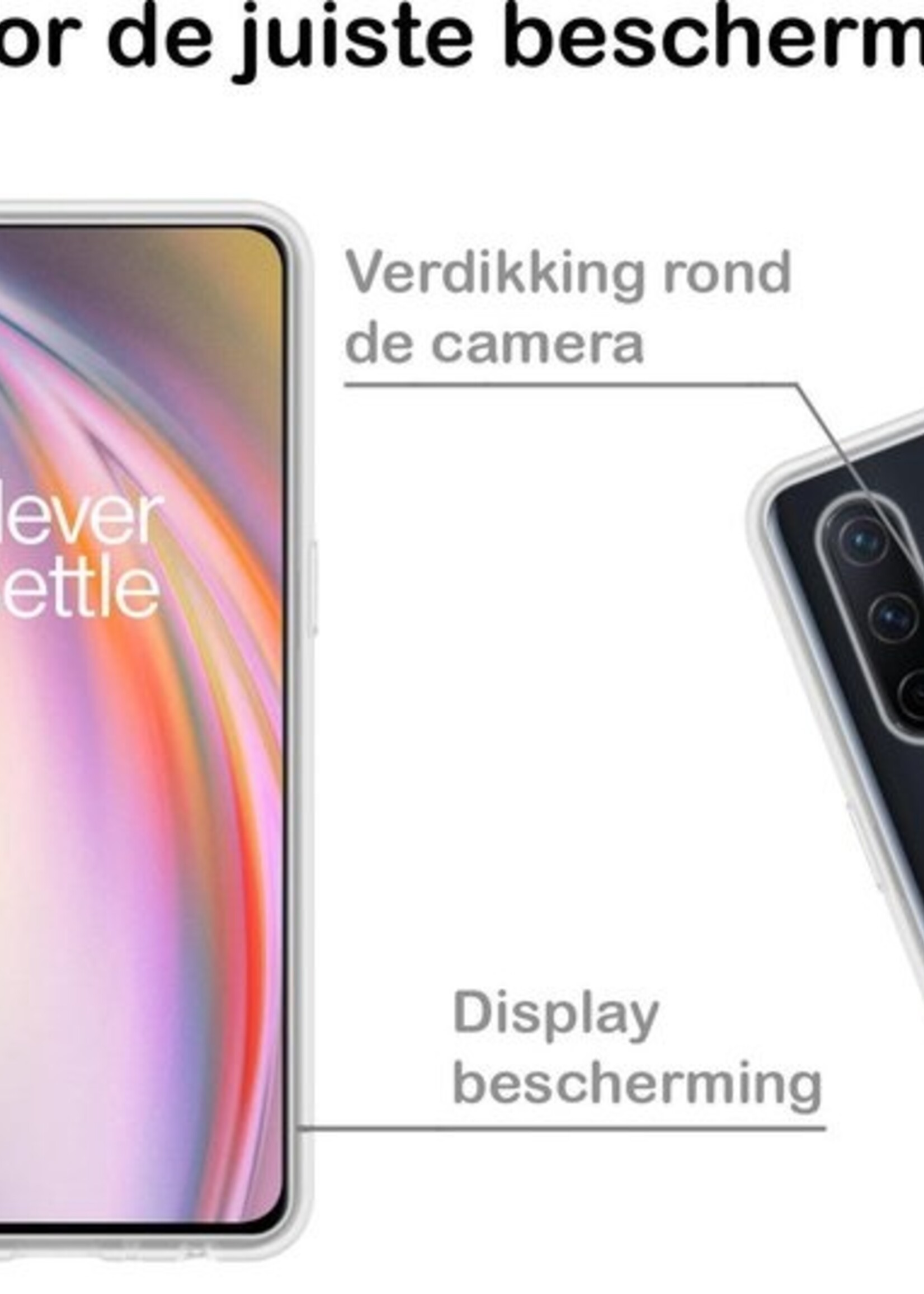 BTH Hoesje Geschikt voor OnePlus Nord CE Hoesje Siliconen Case Hoes Met 2x Screenprotector - Hoes Geschikt voor OnePlus Nord CE Hoes Cover Case - Transparant