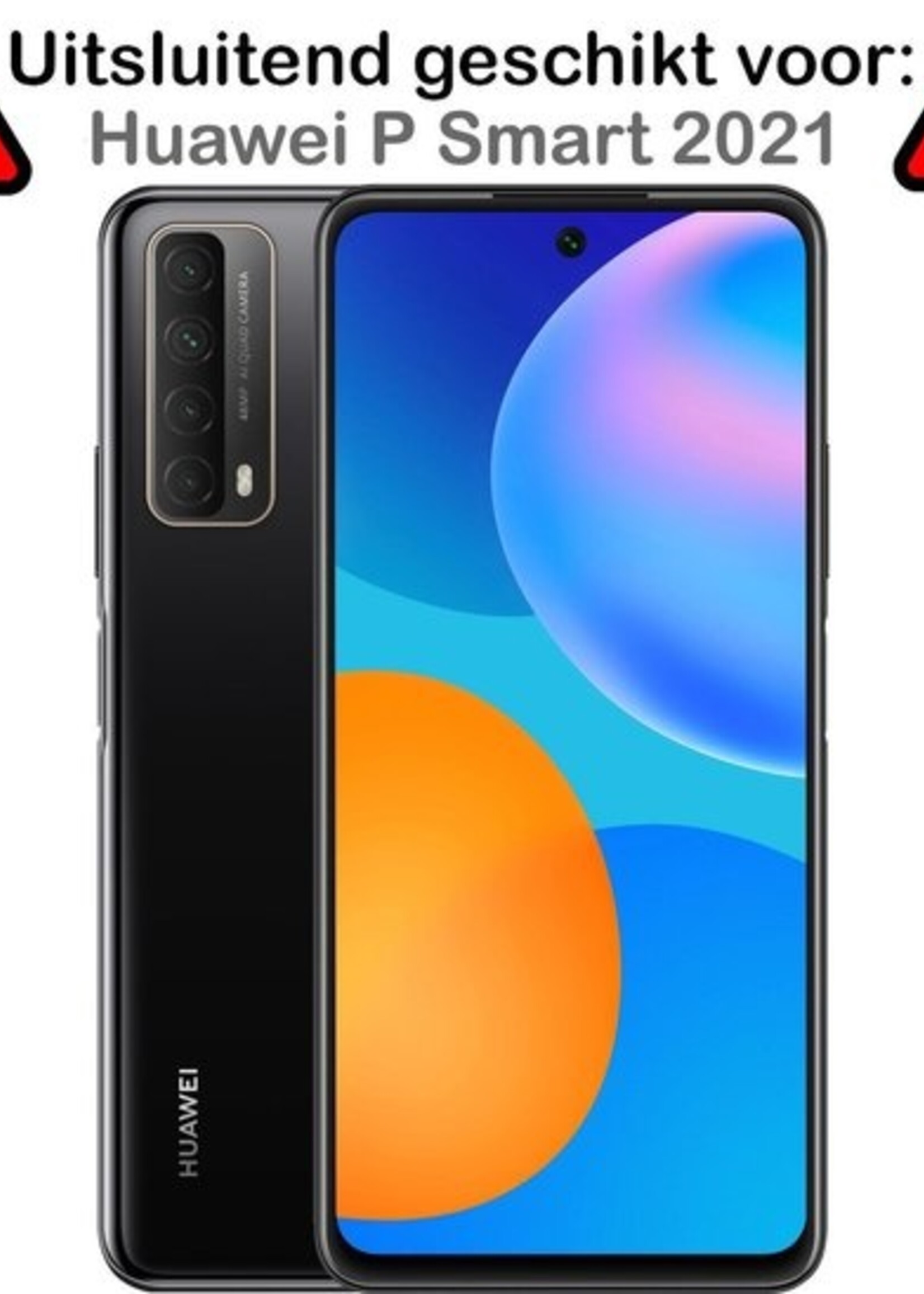 BTH Hoesje Geschikt voor Huawei P smart 2021 Hoesje Siliconen Case Hoes - Hoes Geschikt voor Huawei P smart 2021 Hoes Cover Case - Transparant - 2 PACK