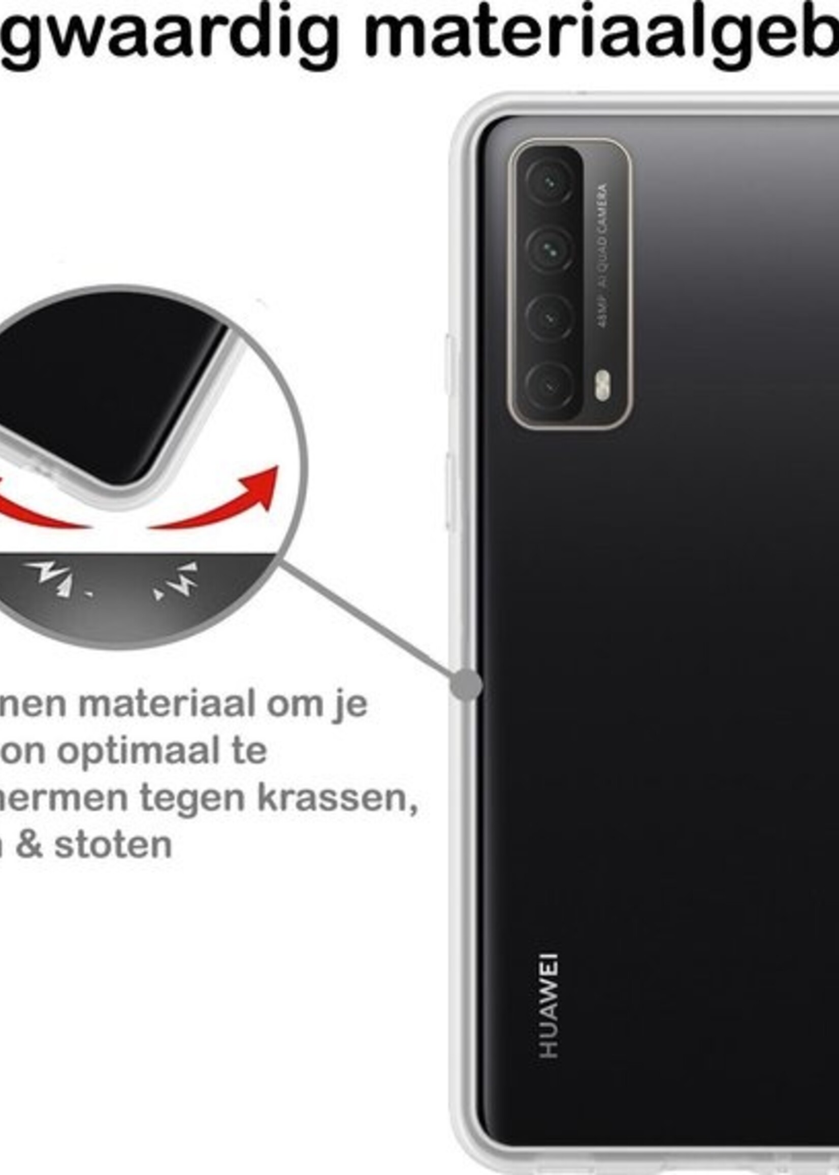BTH Hoesje Geschikt voor Huawei P smart 2021 Hoesje Siliconen Case Hoes - Hoes Geschikt voor Huawei P smart 2021 Hoes Cover Case - Transparant - 2 PACK