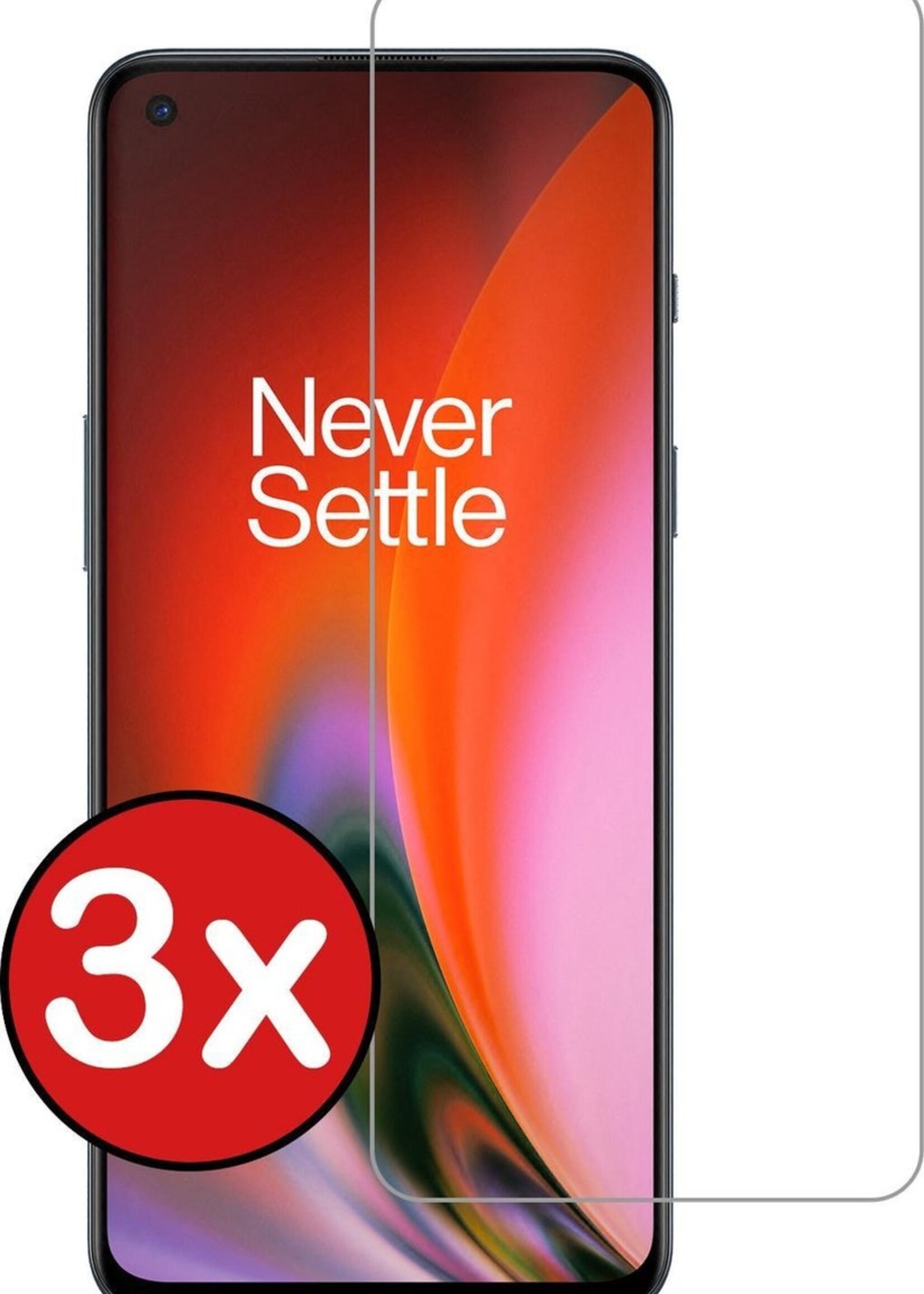 BTH Screenprotector Geschikt voor OnePlus Nord 2 Screenprotector Glas Gehard Tempered Glass - Screenprotector Geschikt voor OnePlus Nord 2 Screen Protector Screen Cover - 3 PACK