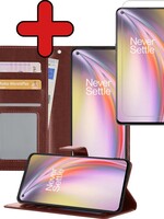 BTH BTH OnePlus Nord CE Hoesje Bookcase Bruin Met Screenprotector