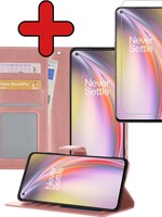 BTH BTH OnePlus Nord CE Hoesje Bookcase Rose Goud Met Screenprotector