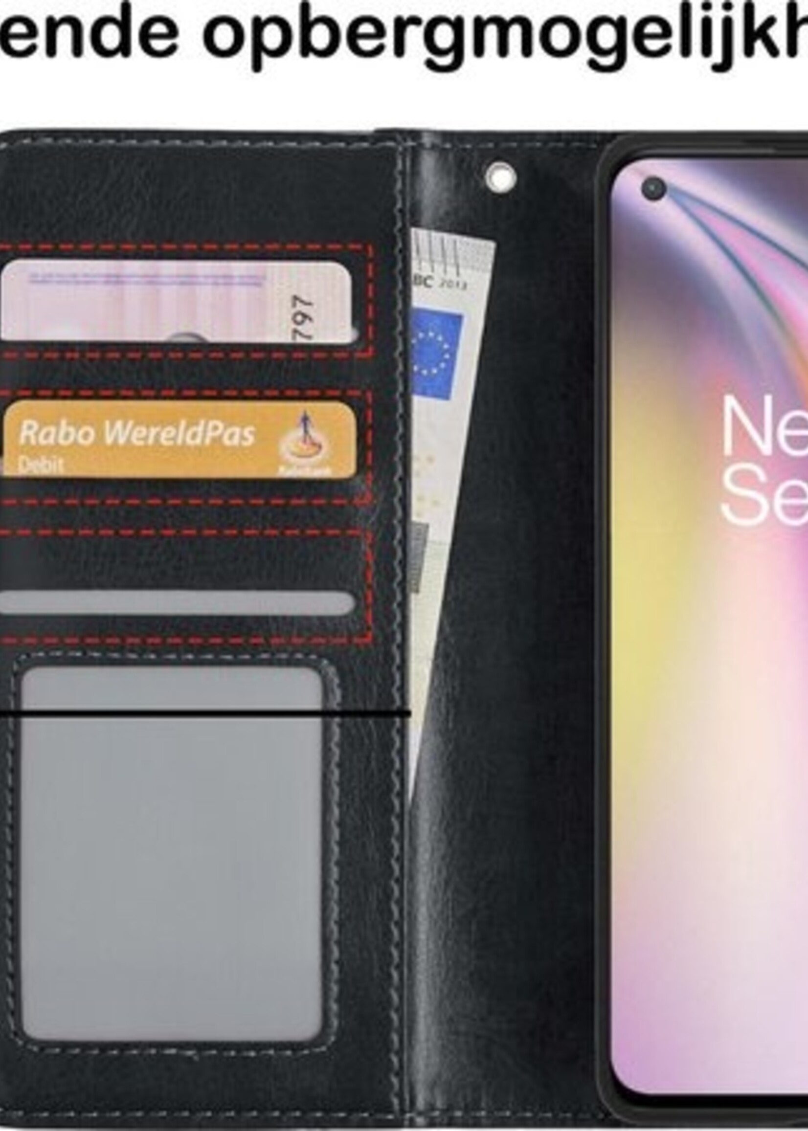 BTH Hoesje Geschikt voor OnePlus Nord CE Hoesje Book Case Hoes Portemonnee Cover Walletcase Met 2x Screenprotector - Hoes Geschikt voor OnePlus Nord CE Hoes Bookcase Hoesje - Zwart