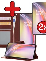 BTH BTH OnePlus Nord CE Hoesje Bookcase Bruin Met 2x Screenprotector