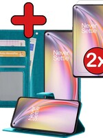 BTH BTH OnePlus Nord CE Hoesje Bookcase Turquoise Met 2x Screenprotector