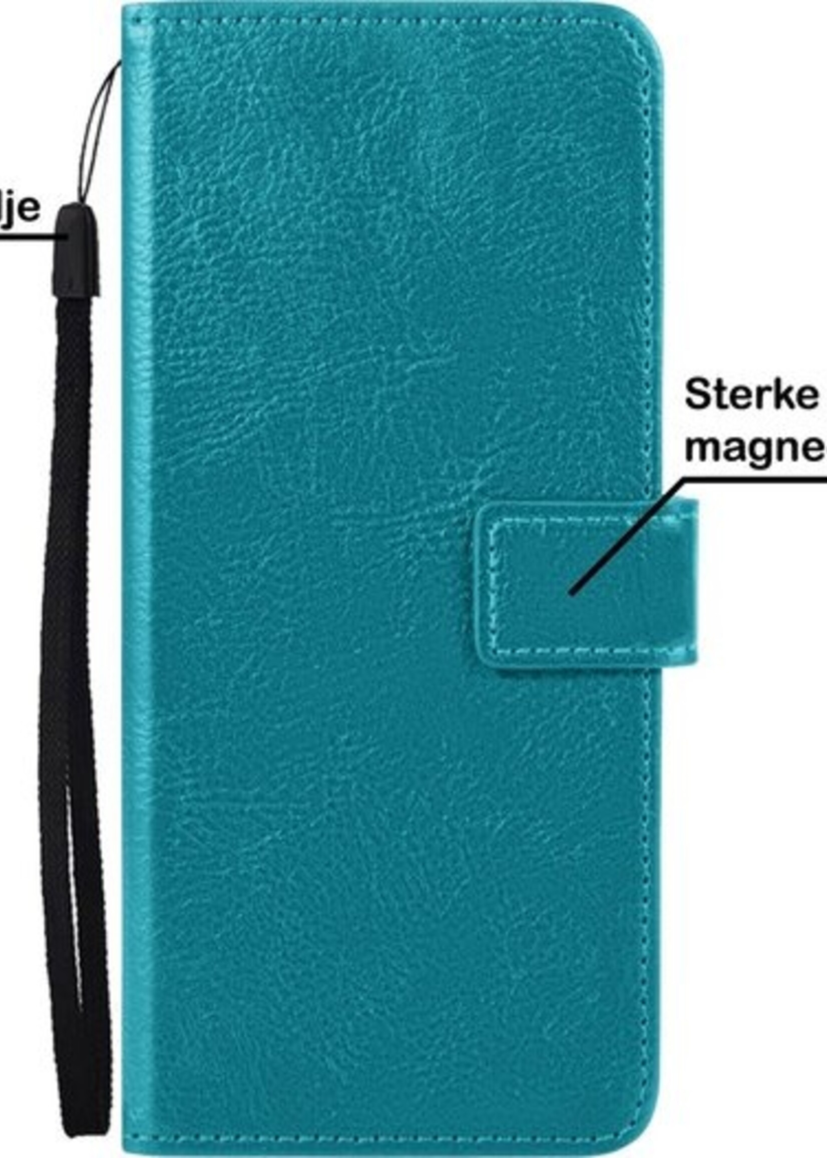BTH Hoesje Geschikt voor OnePlus Nord CE Hoesje Book Case Hoes Portemonnee Cover Walletcase Met 2x Screenprotector - Hoes Geschikt voor OnePlus Nord CE Hoes Bookcase Hoesje - Turquoise