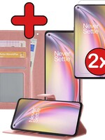 BTH BTH OnePlus Nord CE Hoesje Bookcase Rose Goud Met 2x Screenprotector