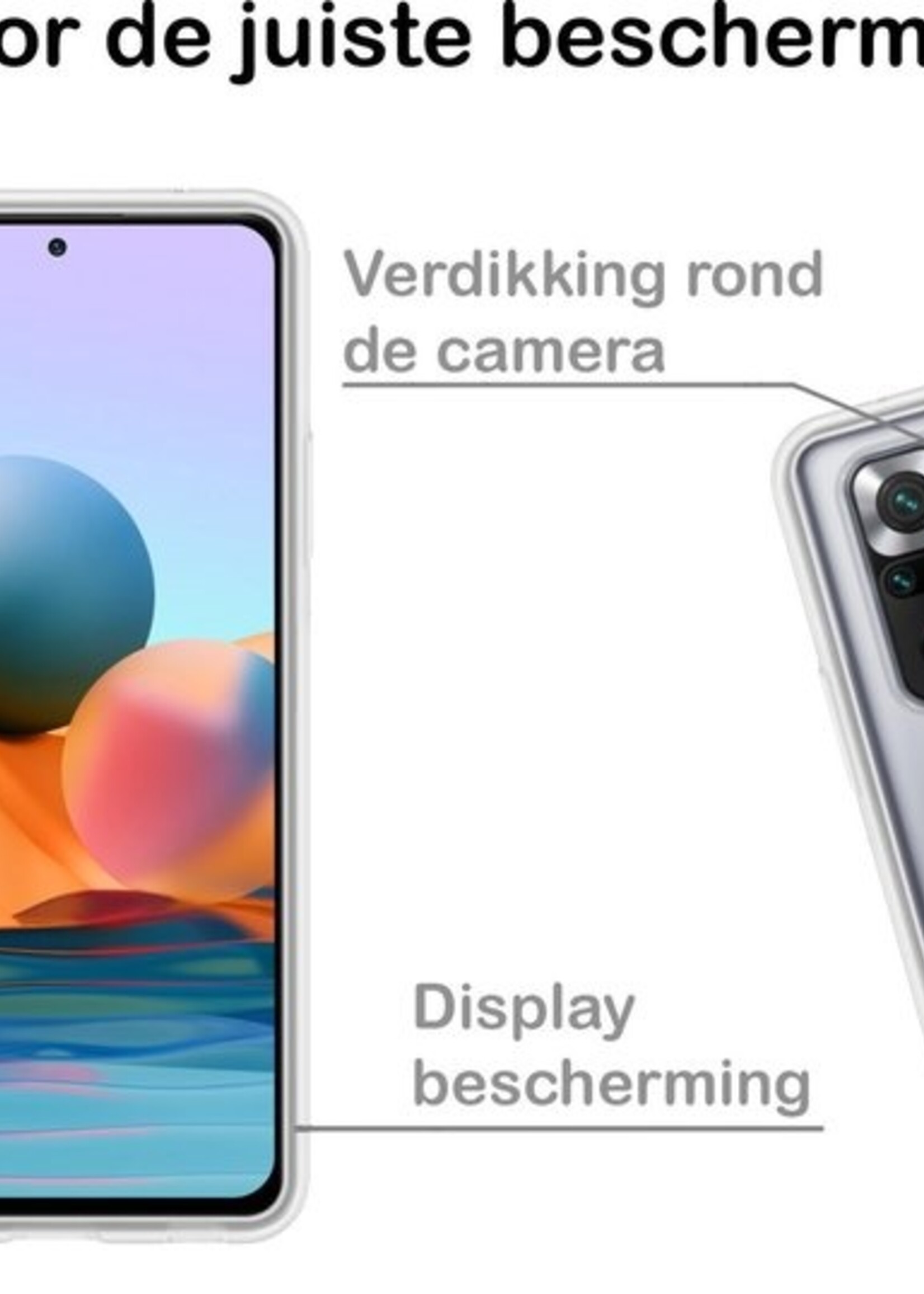 BTH Hoesje Geschikt voor Xiaomi Redmi Note 10 Pro Hoesje Siliconen Case Hoes - Hoes Geschikt voor Xiaomi Redmi Note 10 Pro Hoes Cover Case - Transparant - 2 PACK