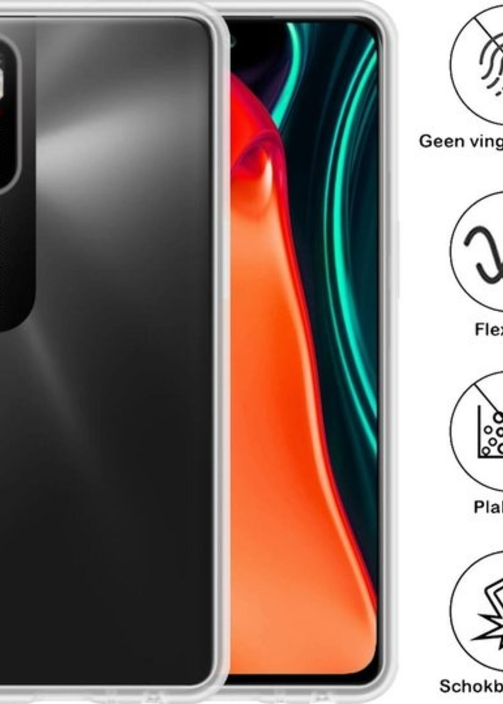 BTH Hoesje Geschikt voor Poco M3 Pro Hoesje Siliconen Case Hoes - Hoes Geschikt voor Xiaomi Poco M3 Pro Hoes Cover Case - Transparant - 2 PACK