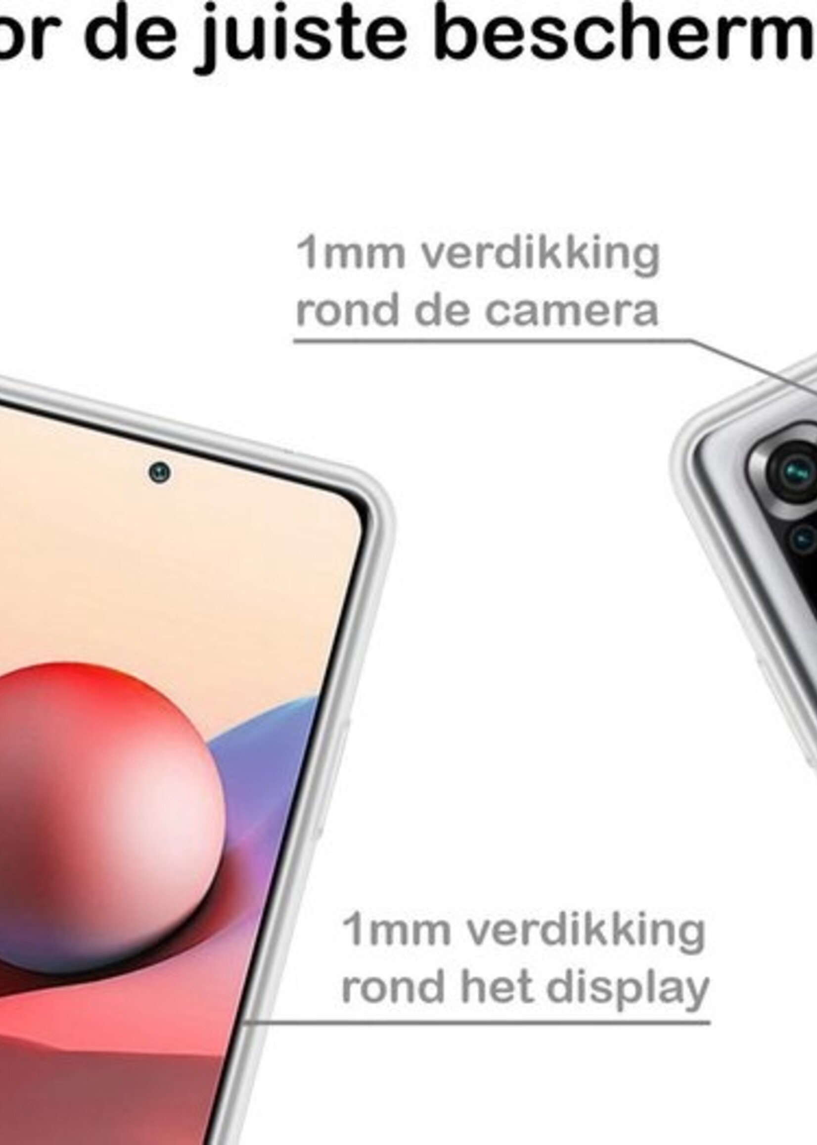 BTH Hoesje Geschikt voor Redmi Note 10S Hoesje Siliconen Case Hoes Met Screenprotector - Hoes Geschikt voor Redmi Note 10S Hoes Cover Case - Transparant