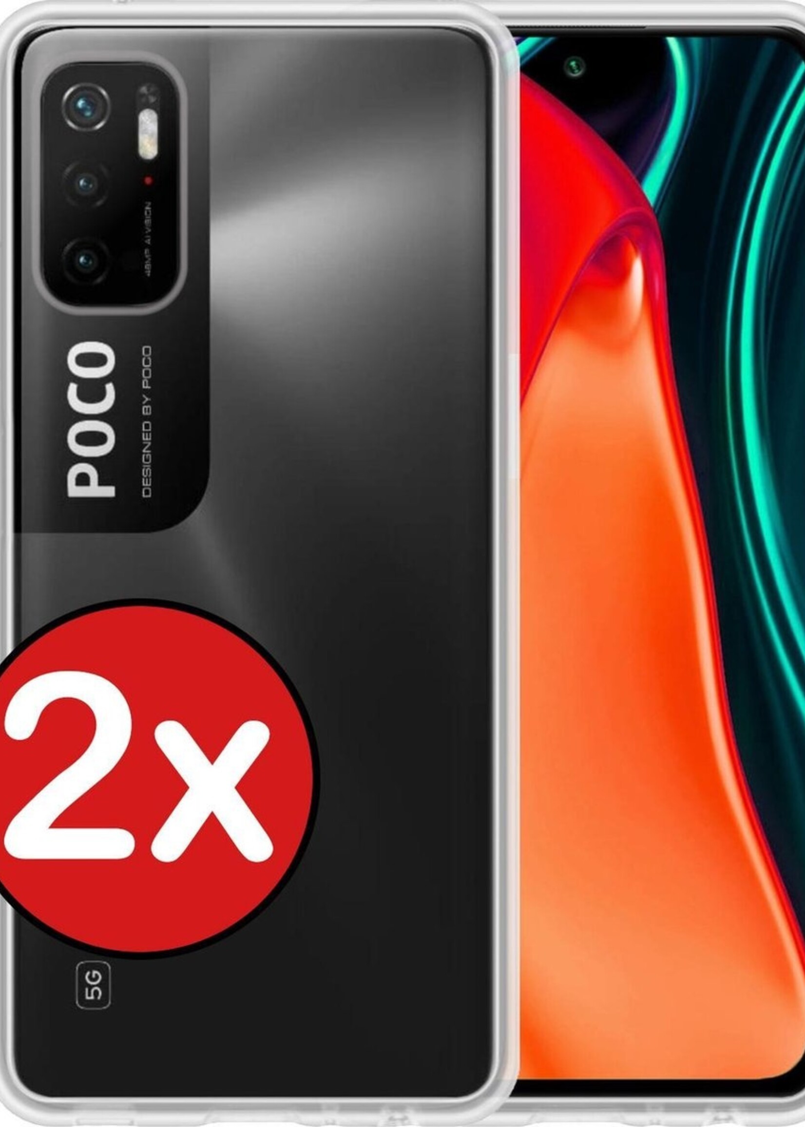 BTH Hoesje Geschikt voor Poco M3 Pro Hoesje Siliconen Case Hoes - Hoes Geschikt voor Xiaomi Poco M3 Pro Hoes Cover Case - Transparant - 2 PACK