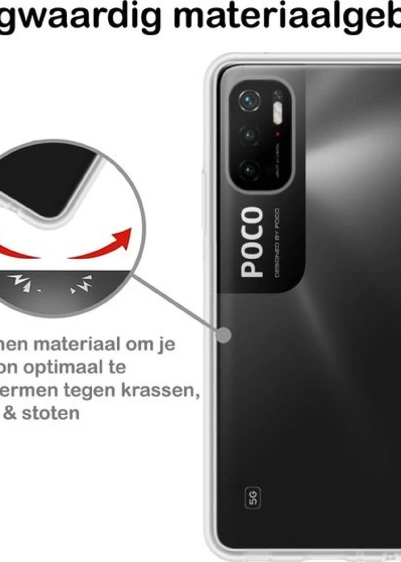 BTH Hoesje Geschikt voor Poco M3 Pro Hoesje Siliconen Case Hoes - Hoes Geschikt voor Xiaomi Poco M3 Pro Hoes Cover Case - Transparant - 2 PACK