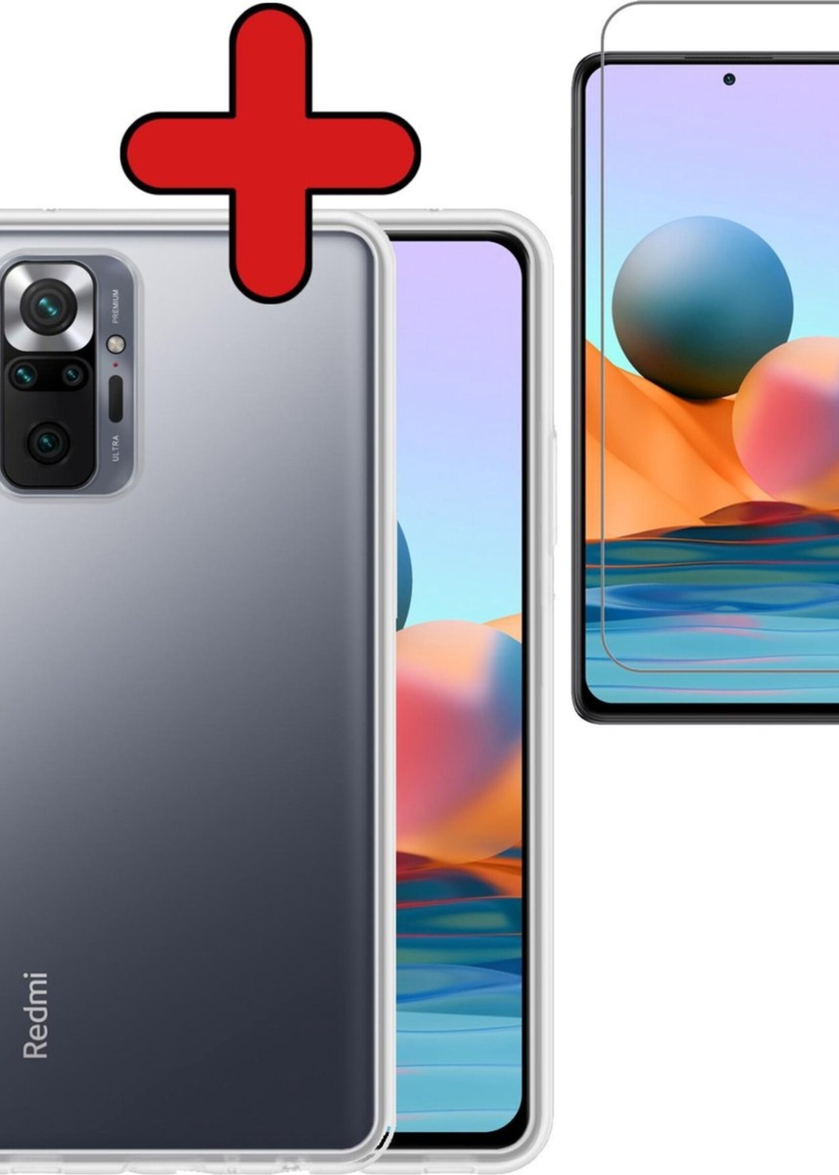 BTH Hoesje Geschikt voor Xiaomi Redmi Note 10 Pro Hoesje Siliconen Case Hoes Met Screenprotector - Hoes Geschikt voor Xiaomi Redmi Note 10 Pro Hoes Cover Case - Transparant