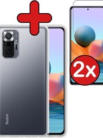 BTH BTH Xiaomi Redmi Note 10 Pro hoesje siliconen transparant met 2x screenprotector