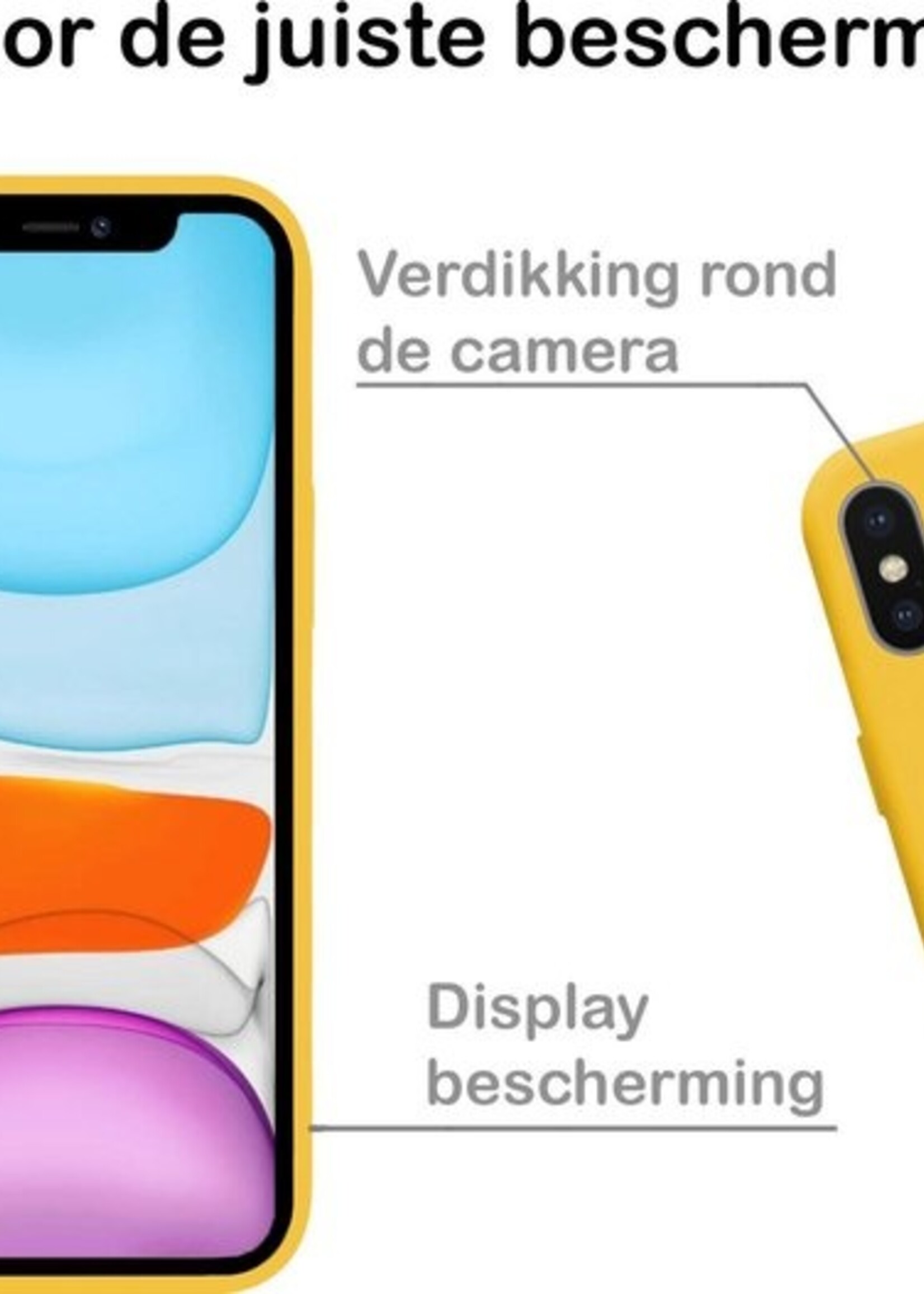 BTH Hoesje Geschikt voor iPhone Xs Hoesje Siliconen Case Hoes - Hoes Geschikt voor iPhone Xs Hoes Cover Case - Geel - 2 PACK