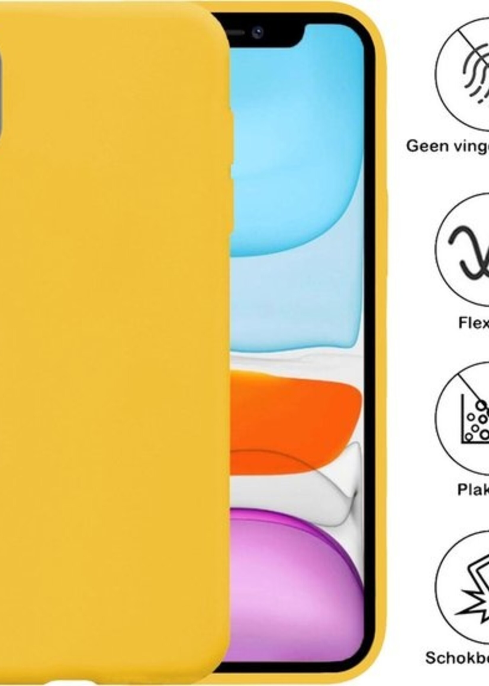 BTH Hoesje Geschikt voor iPhone XR Hoesje Siliconen Case Hoes - Hoes Geschikt voor iPhone XR Hoes Cover Case - Geel - 2 PACK