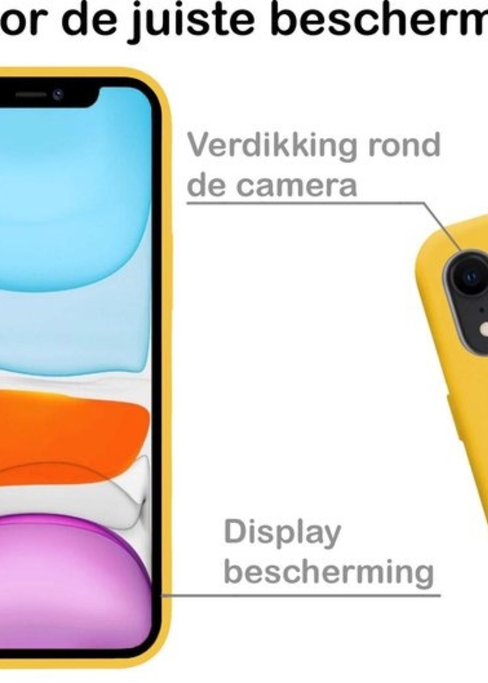 BTH Hoesje Geschikt voor iPhone XR Hoesje Siliconen Case Hoes - Hoes Geschikt voor iPhone XR Hoes Cover Case - Geel - 2 PACK