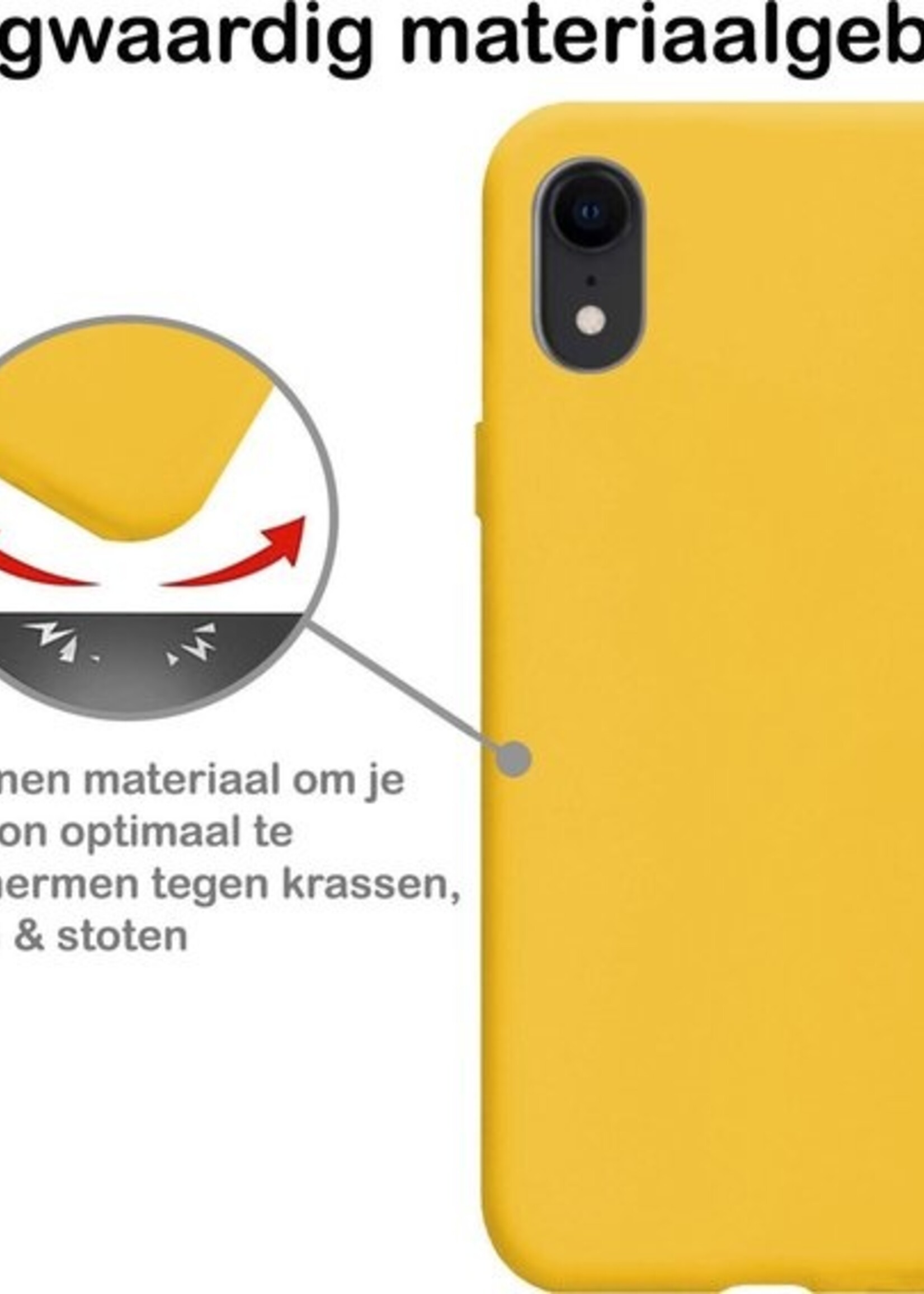 BTH Hoesje Geschikt voor iPhone XR Hoesje Siliconen Case Hoes - Hoes Geschikt voor iPhone XR Hoes Cover Case - Geel - 2 PACK