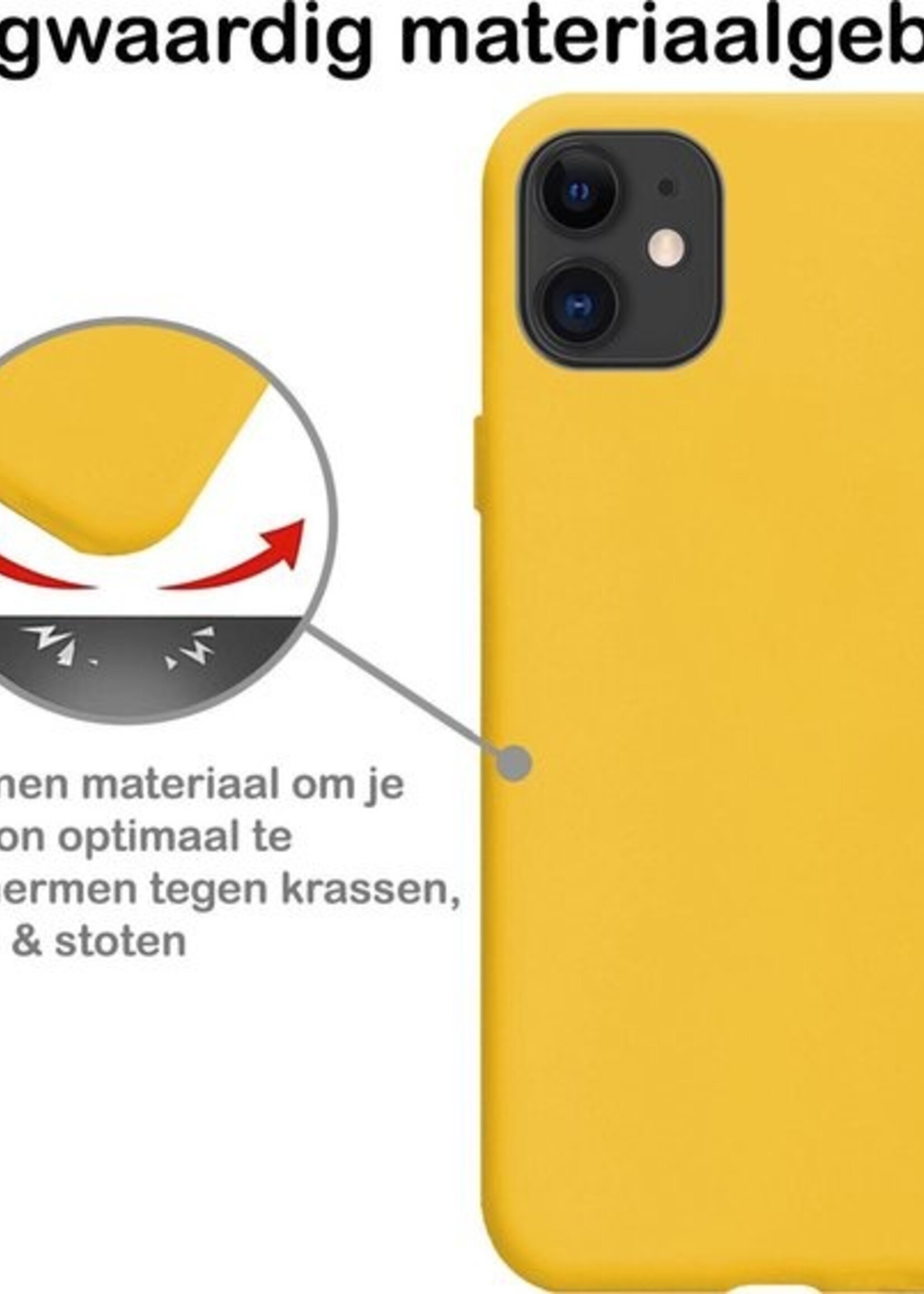 BTH Hoesje Geschikt voor iPhone 11 Hoesje Siliconen Case Hoes - Hoes Geschikt voor iPhone 11 Hoes Cover Case - Geel - 2 PACK