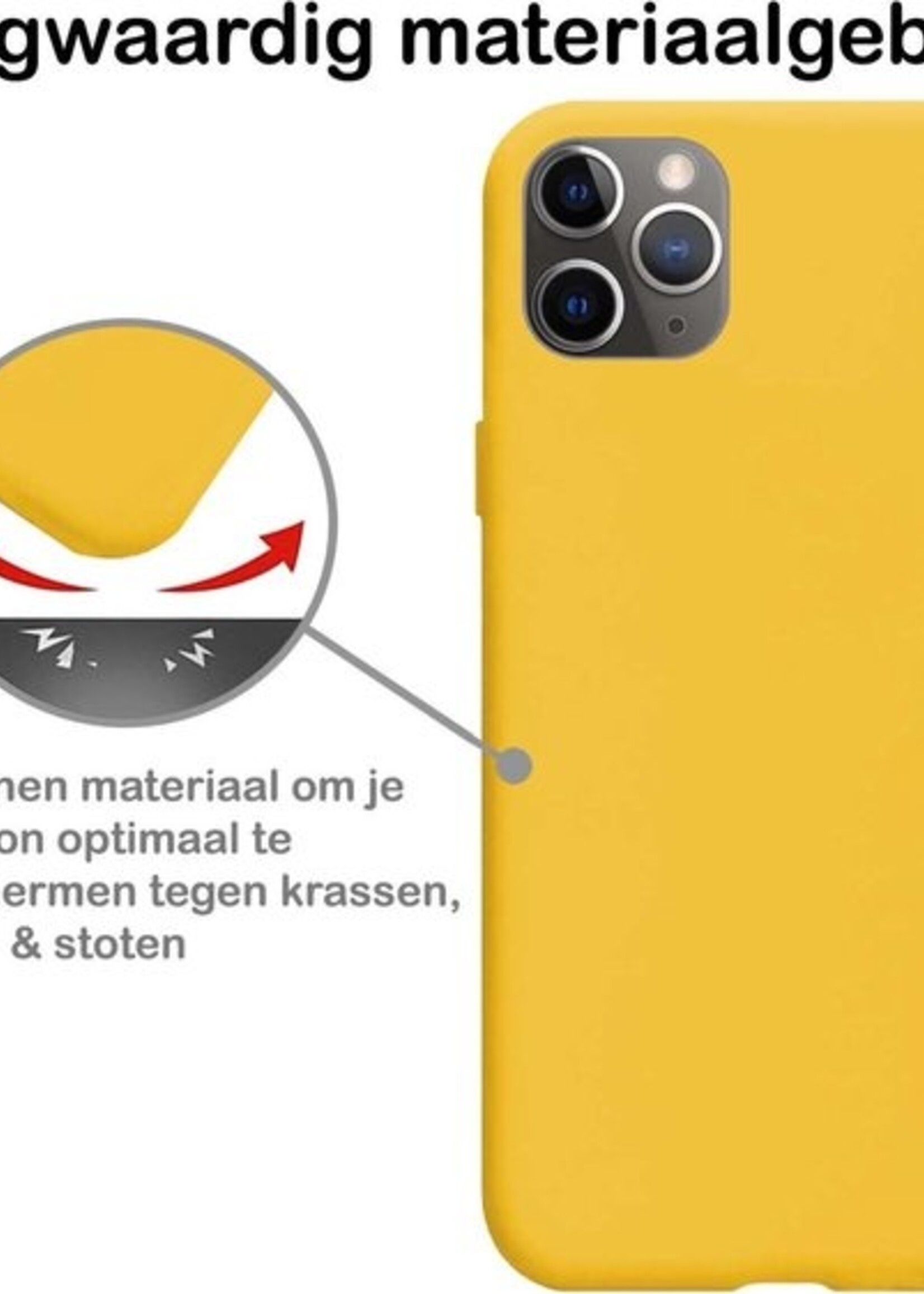 BTH Hoesje Geschikt voor iPhone 11 Pro Max Hoesje Siliconen Case Hoes - Hoes Geschikt voor iPhone 11 Pro Max Hoes Cover Case - Geel - 2 PACK