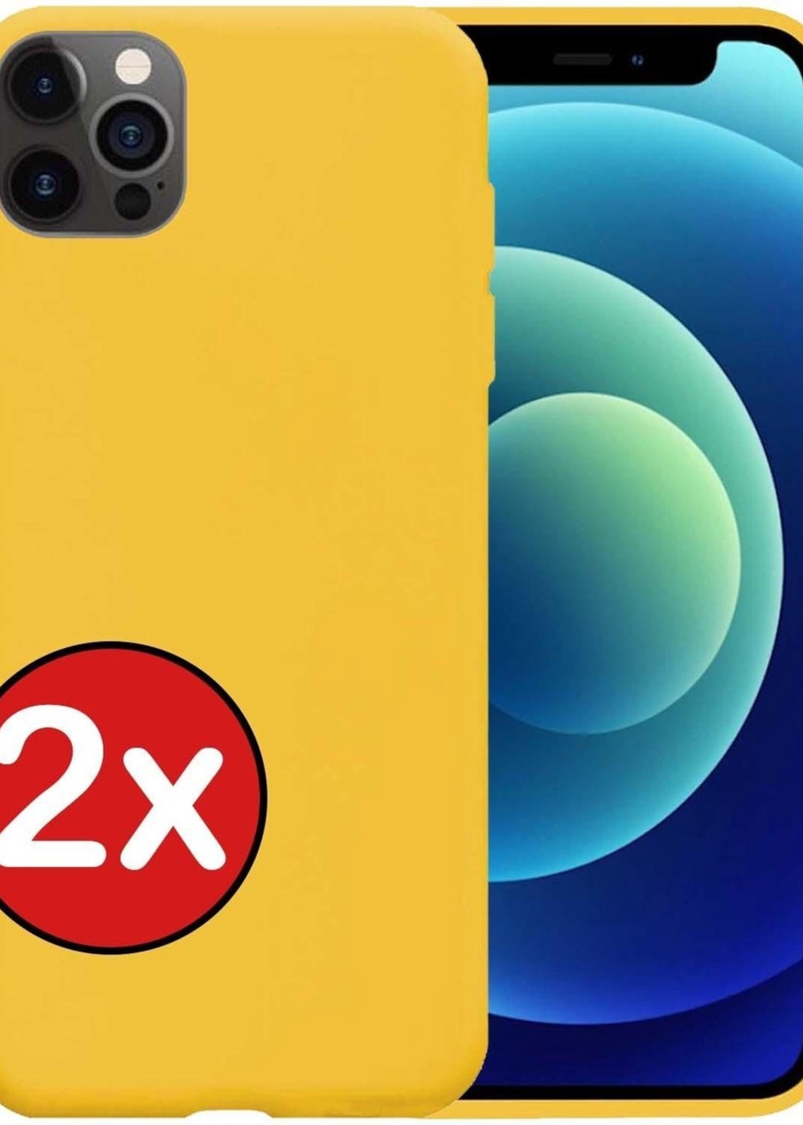 BTH Hoesje Geschikt voor iPhone 12 Pro Max Hoesje Siliconen Case Hoes - Hoes Geschikt voor iPhone 12 Pro Max Hoes Cover Case - Geel - 2 PACK