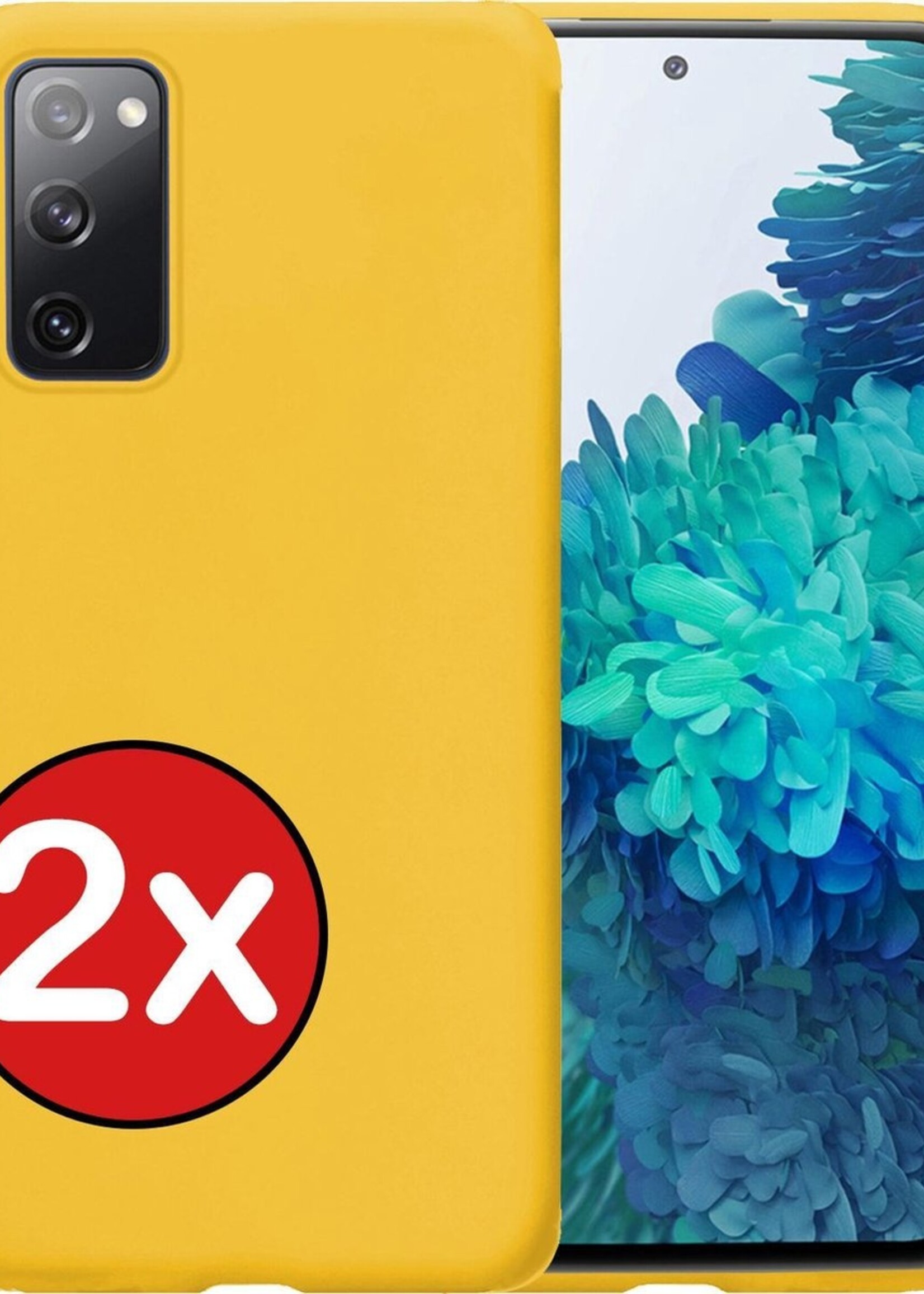 BTH Hoesje Geschikt voor Samsung S20 FE Hoesje Siliconen Case Hoes - Hoes Geschikt voor Samsung Galaxy S20 FE Hoes Cover Case - Geel - 2 PACK