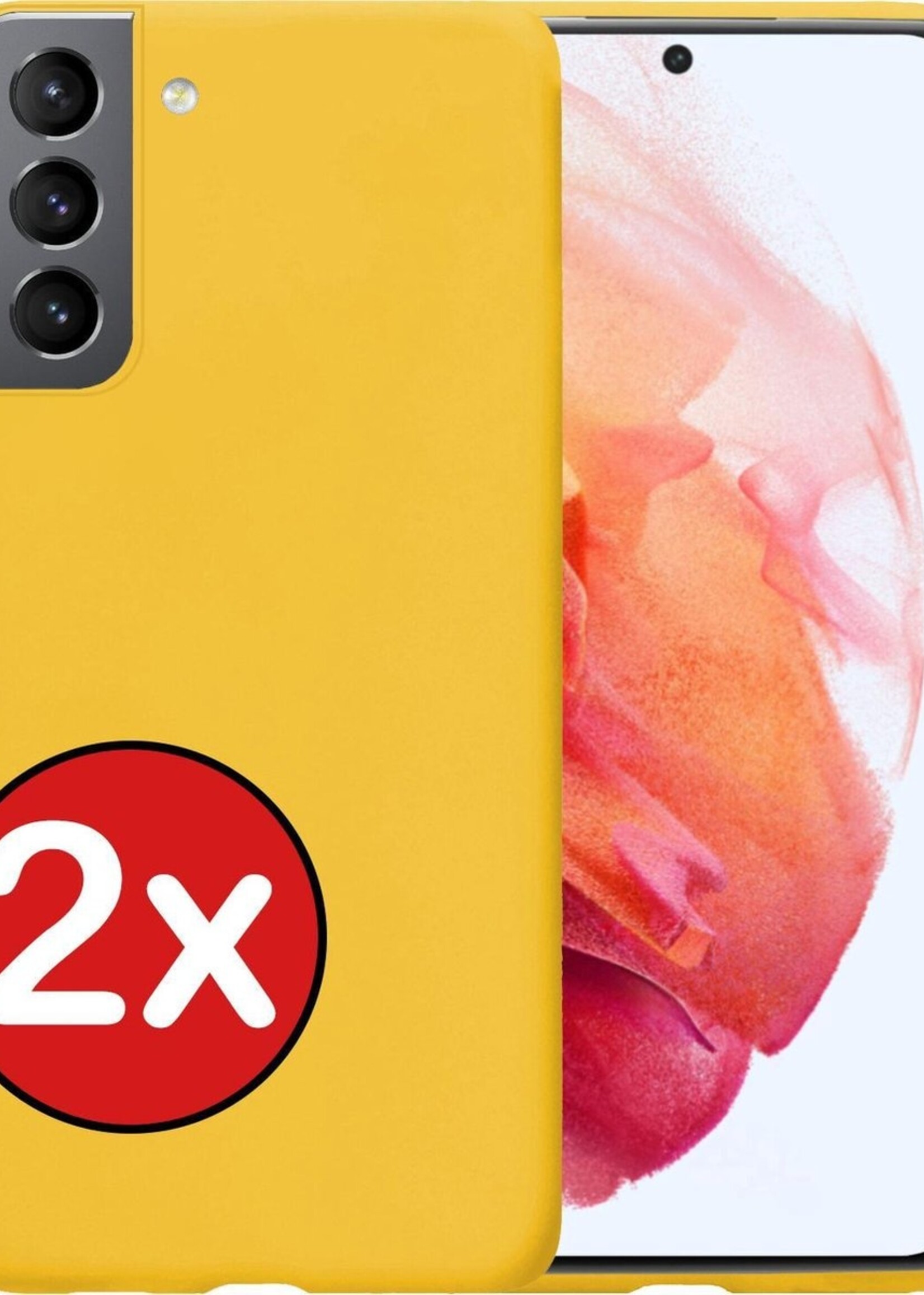 BTH Hoesje Geschikt voor Samsung S21 Plus Hoesje Siliconen Case Hoes - Hoes Geschikt voor Samsung Galaxy S21 Plus Hoes Cover Case - Geel - 2 PACK