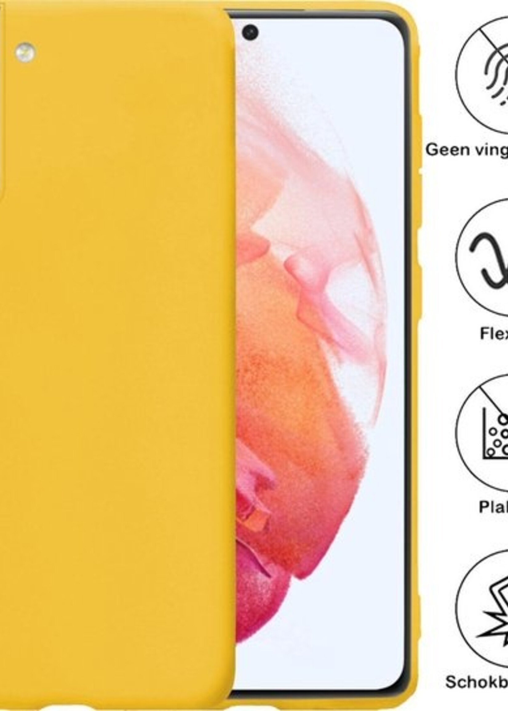 BTH Hoesje Geschikt voor Samsung S21 Plus Hoesje Siliconen Case Hoes - Hoes Geschikt voor Samsung Galaxy S21 Plus Hoes Cover Case - Geel - 2 PACK