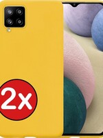 BTH BTH Samsung Galaxy A12 hoesje siliconen - Geel - 2 PACK