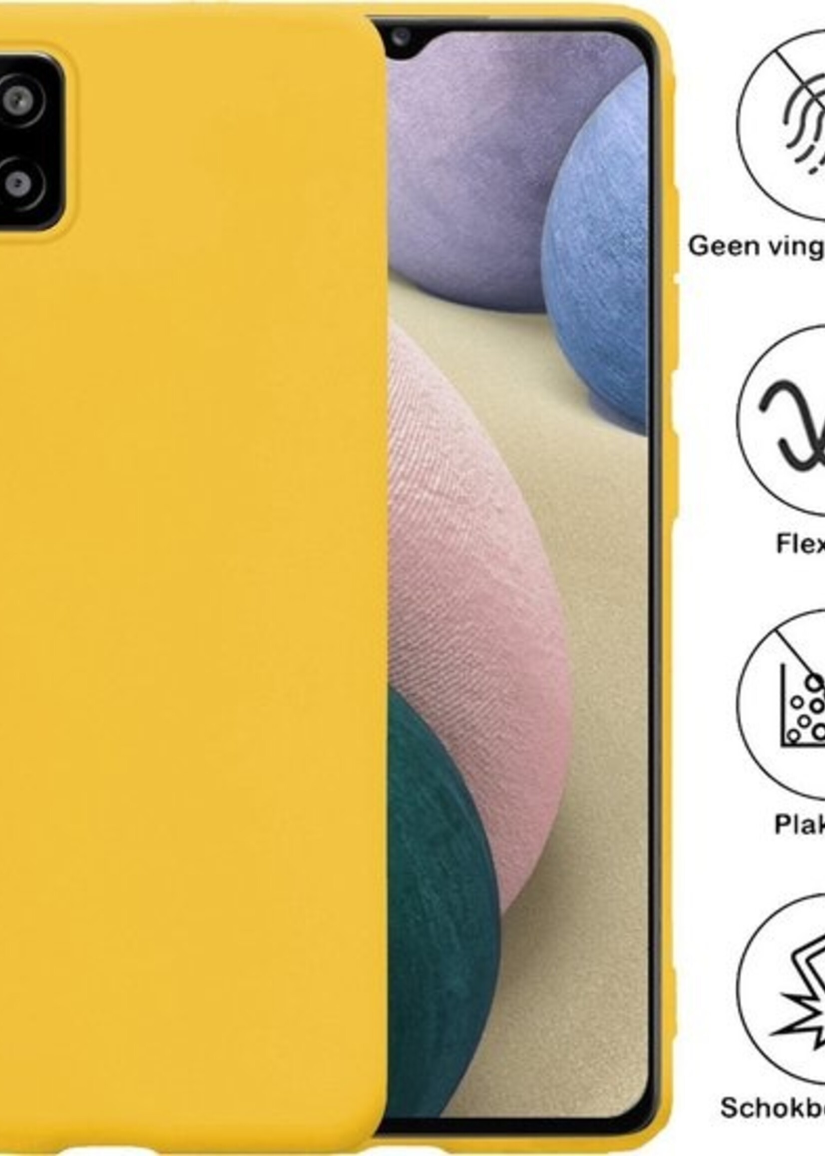 BTH Hoesje Geschikt voor Samsung A12 Hoesje Siliconen Case Hoes - Hoes Geschikt voor Samsung Galaxy A12 Hoes Cover Case - Geel - 2 PACK