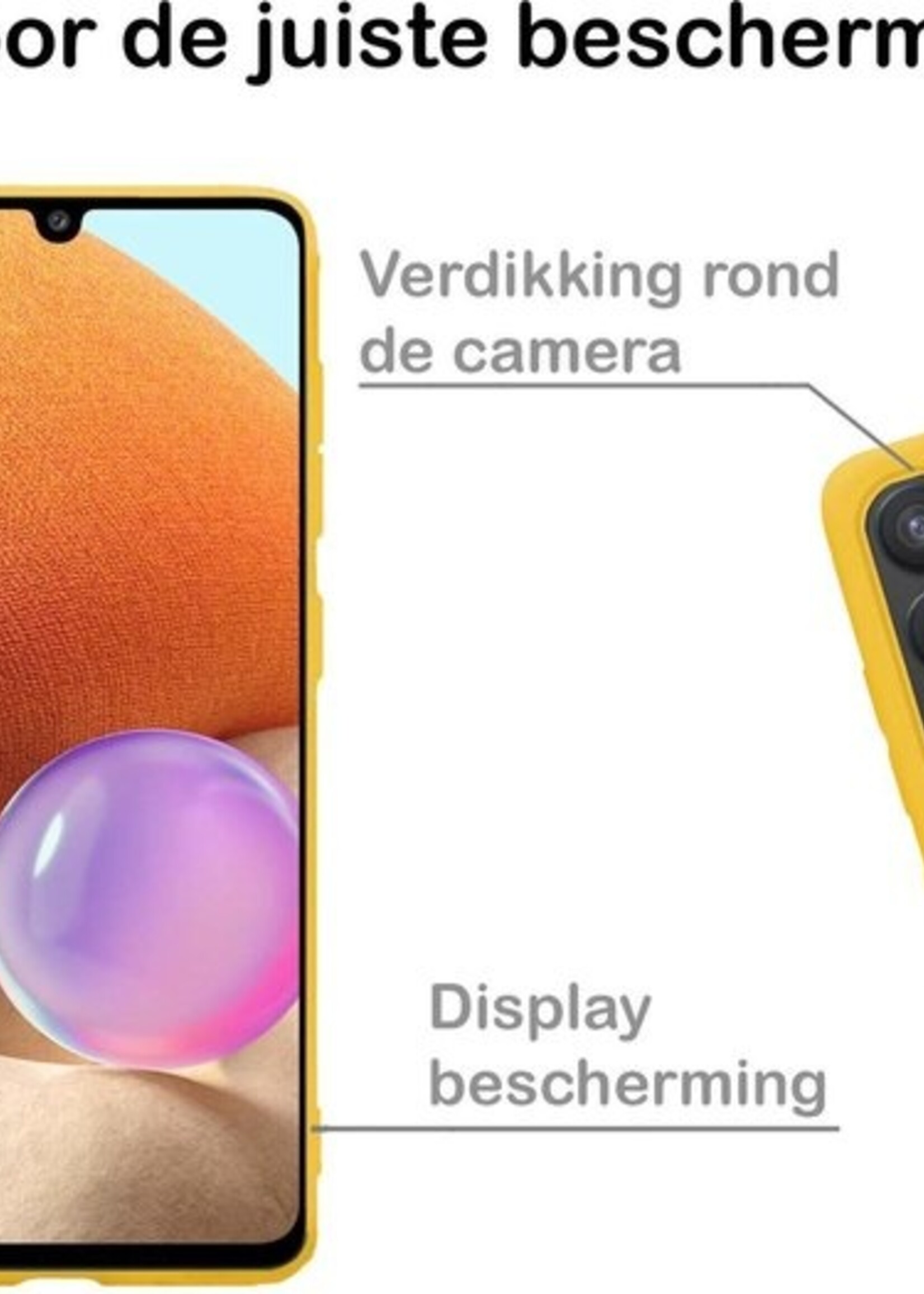 BTH Hoesje Geschikt voor Samsung A32 5G Hoesje Siliconen Case Hoes - Hoes Geschikt voor Samsung Galaxy A32 5G Hoes Cover Case - Geel - 2 PACK