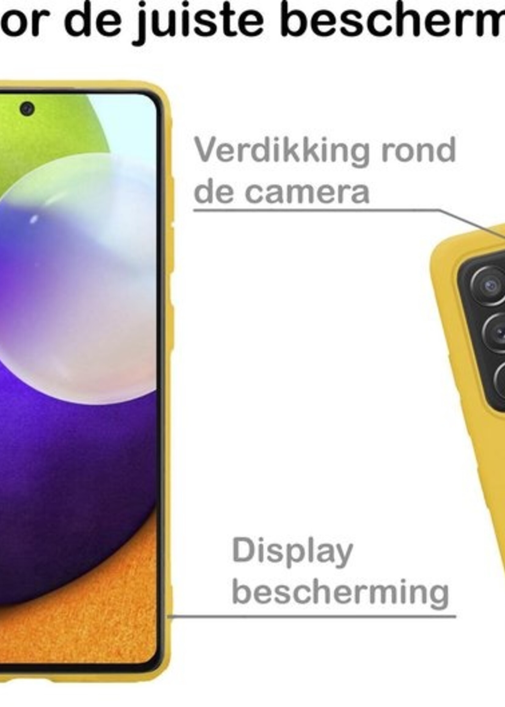 BTH Hoesje Geschikt voor Samsung A52 Hoesje Siliconen Case Hoes - Hoes Geschikt voor Samsung Galaxy A52 Hoes Cover Case - Geel - 2 PACK