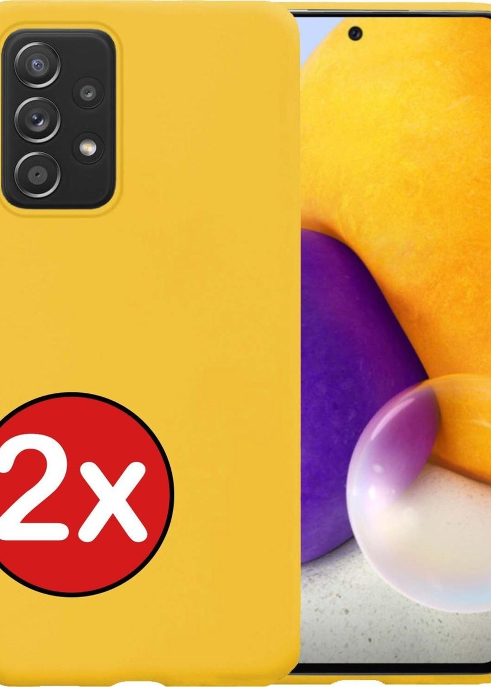 BTH Hoesje Geschikt voor Samsung A72 Hoesje Siliconen Case Hoes - Hoes Geschikt voor Samsung Galaxy A72 Hoes Cover Case - Geel - 2 PACK