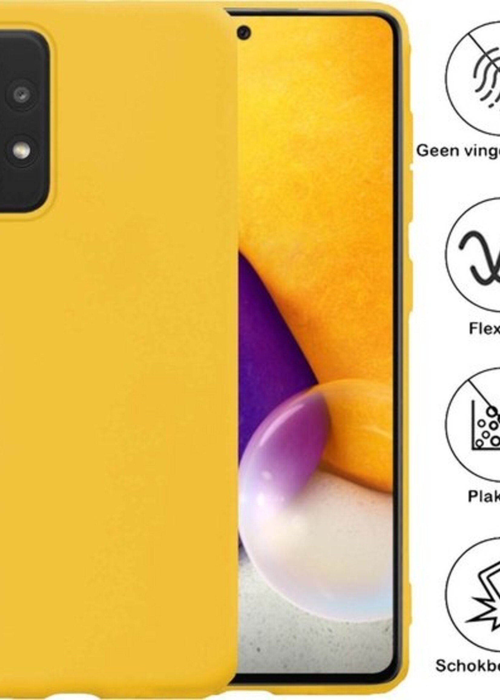 BTH Hoesje Geschikt voor Samsung A72 Hoesje Siliconen Case Hoes - Hoes Geschikt voor Samsung Galaxy A72 Hoes Cover Case - Geel - 2 PACK