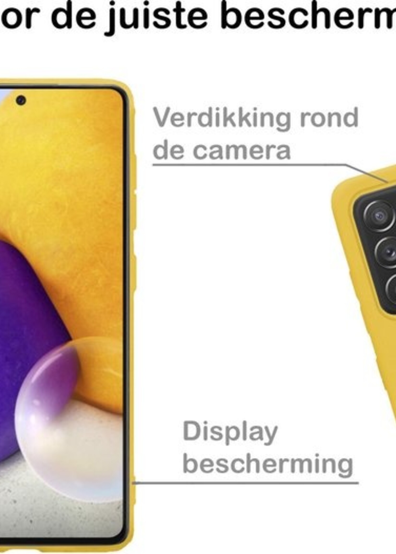 BTH Hoesje Geschikt voor Samsung A72 Hoesje Siliconen Case Hoes - Hoes Geschikt voor Samsung Galaxy A72 Hoes Cover Case - Geel - 2 PACK