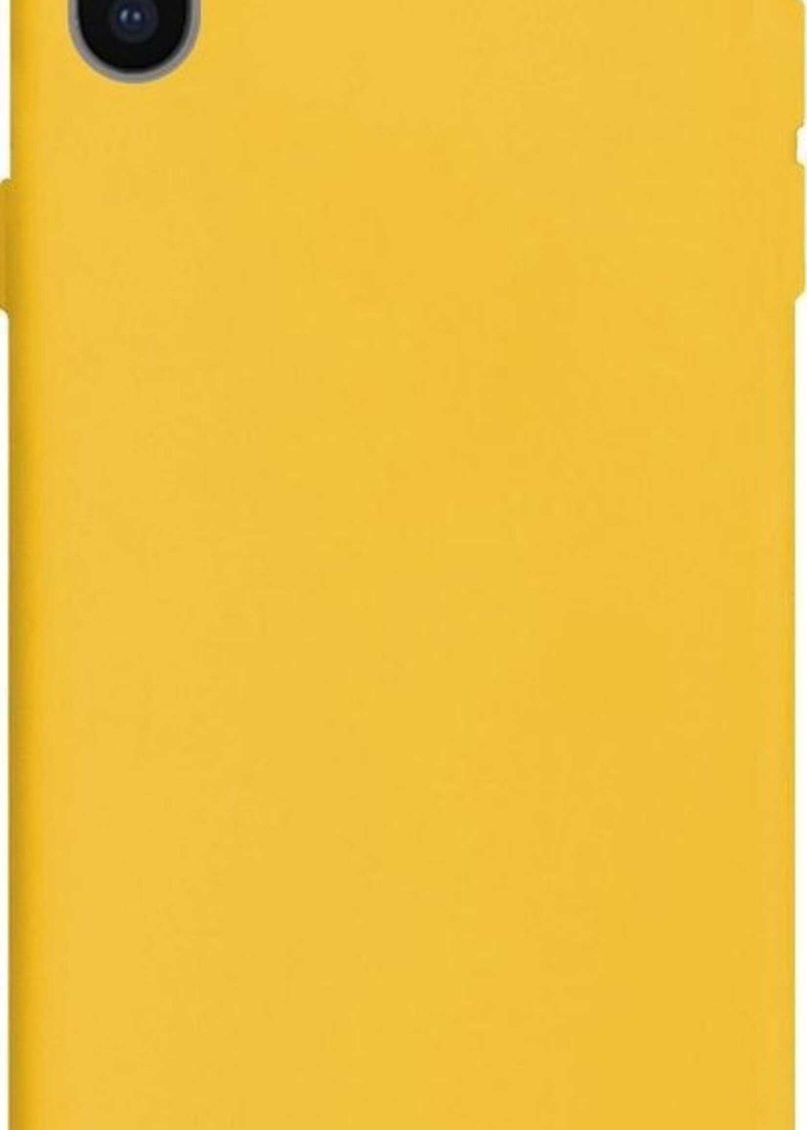 BTH Hoesje Geschikt voor iPhone X Hoesje Siliconen Case Hoes Met Screenprotector - Hoes Geschikt voor iPhone X Hoes Cover Case - Geel
