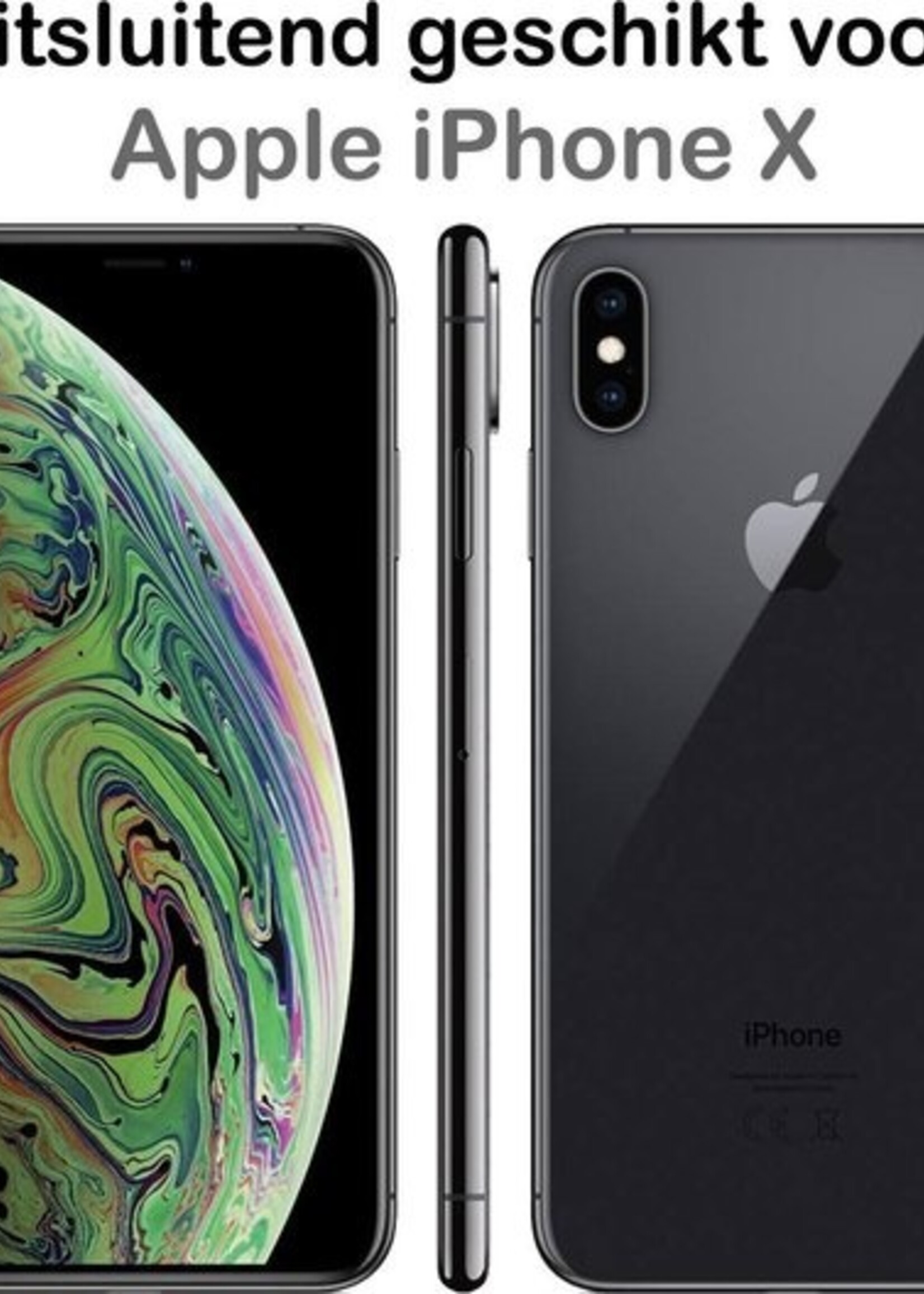 BTH Hoesje Geschikt voor iPhone X Hoesje Siliconen Case Hoes Met 2x Screenprotector - Hoes Geschikt voor iPhone X Hoes Cover Case - Geel