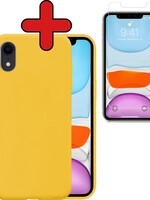 BTH BTH iPhone XR hoesje siliconen geel met screenprotector