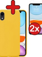 BTH BTH iPhone XR hoesje siliconen geel met 2x screenprotector