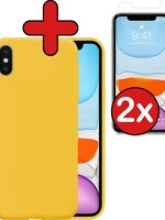 BTH BTH iPhone Xs Max hoesje siliconen geel met 2x Max screenprotector