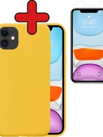 BTH BTH iPhone 11 hoesje siliconen geel met screenprotector